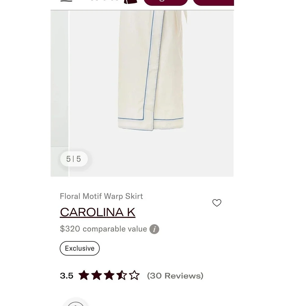 Carolina K Salma Top and Floral Motif Wrap Skirt Set White Blue Red Size S M